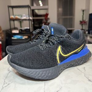 Nike React Infinity Run Flyknit 3 'Black Citron Royal' Men's Sneakers Size 9.5